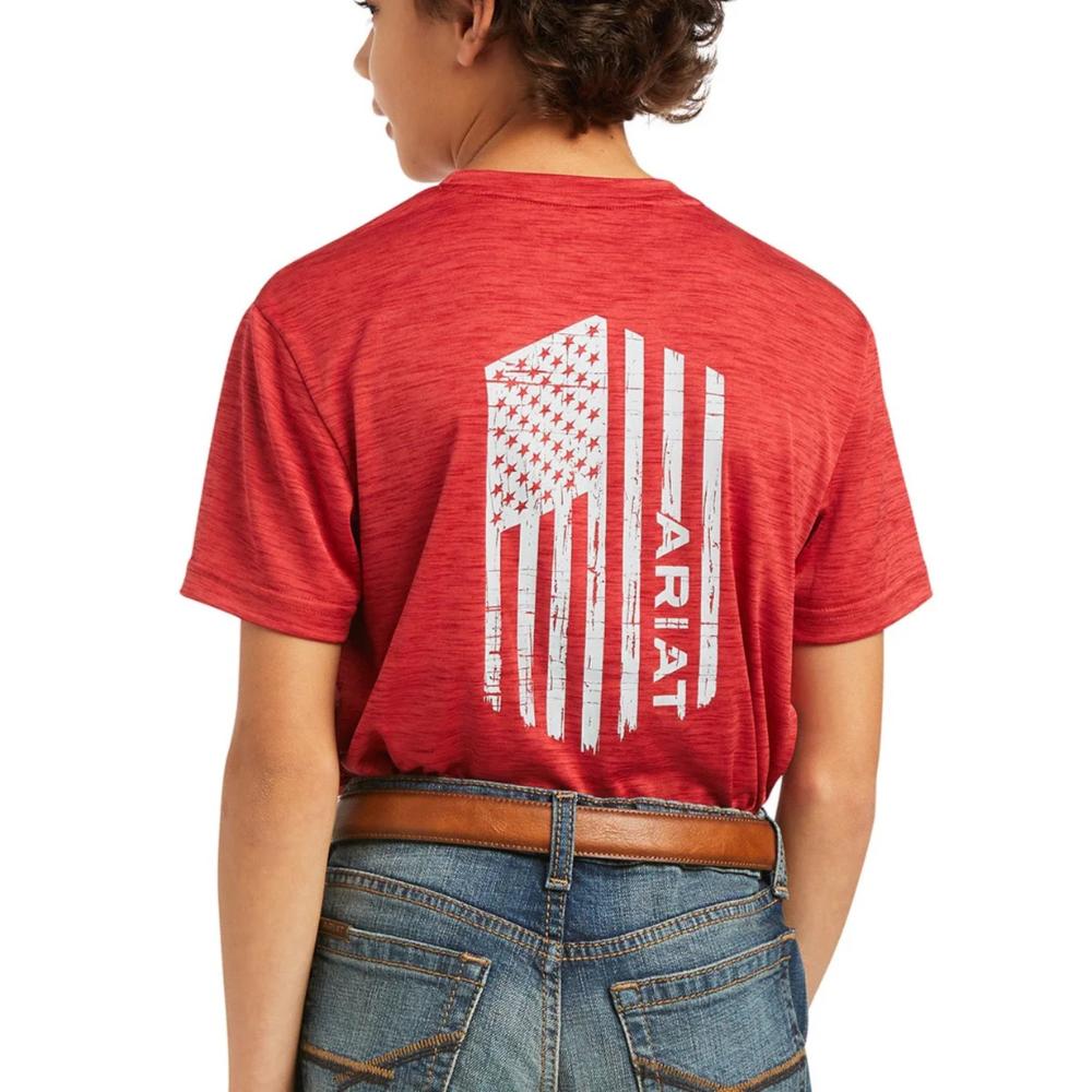 Ariat Kids Yth Charger Vertical Flag Tee 9583-10039583