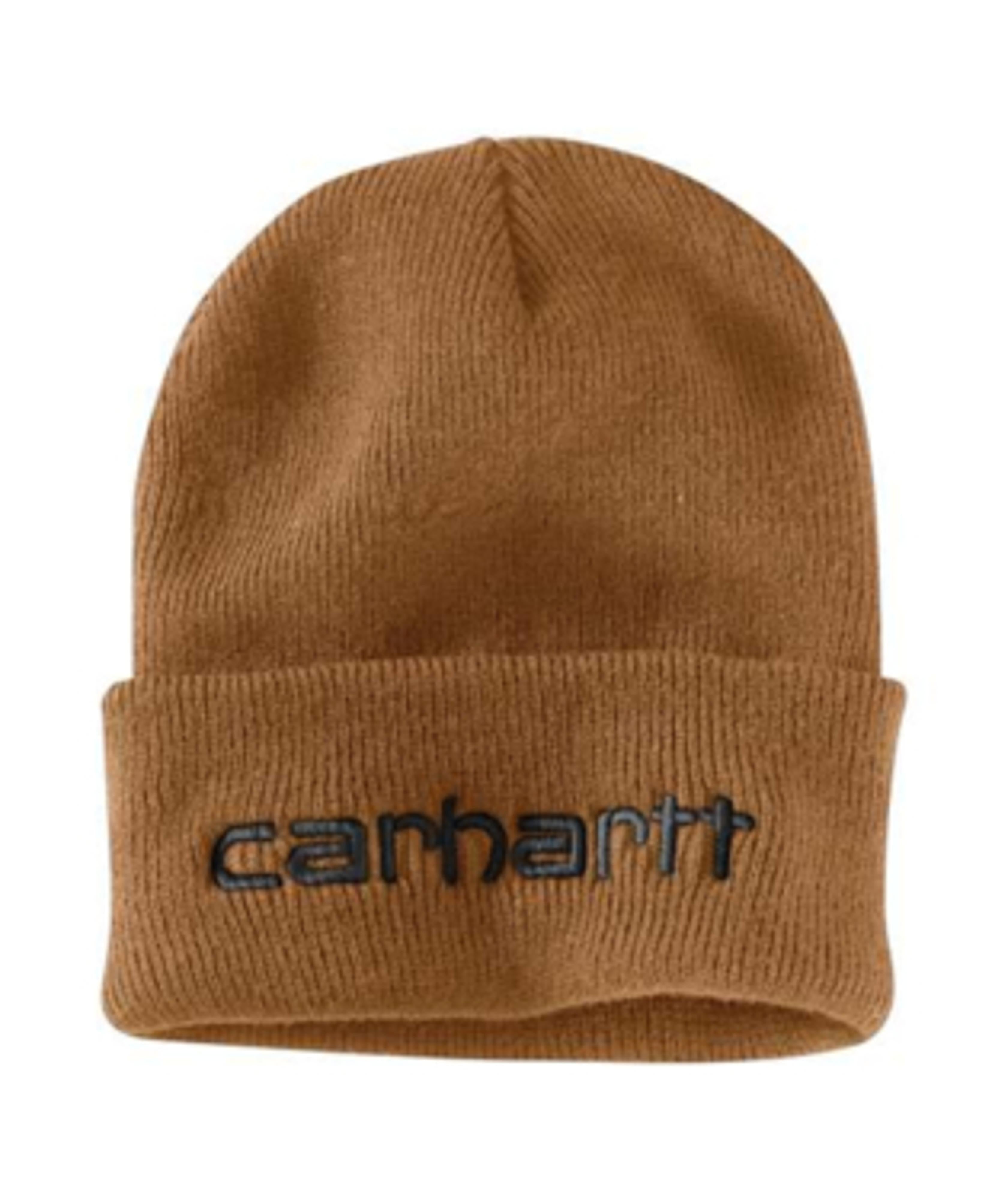 Carhartt Mens AH4068 Knit Insulated Logo Cuffed Beanie Carhartt Brown-104068-211