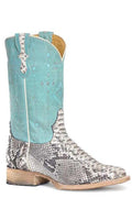 Roper Womens Oakley Python Aztec Turquoise White - White-21-6500-8172WH