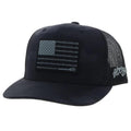 Hooey Kids Liberty Roper Hooey Black 6-Panel Trucker With Black / Grey Flag Patch-2210TBK-Y