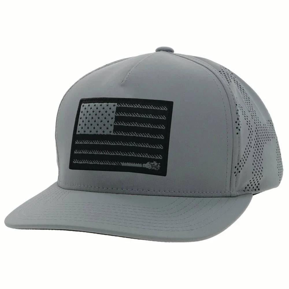 Hooey Liberty Roper Hooey Grey 5-Panel Trucker with Black / White Rectangle Patch - Y-2210TGY-Y