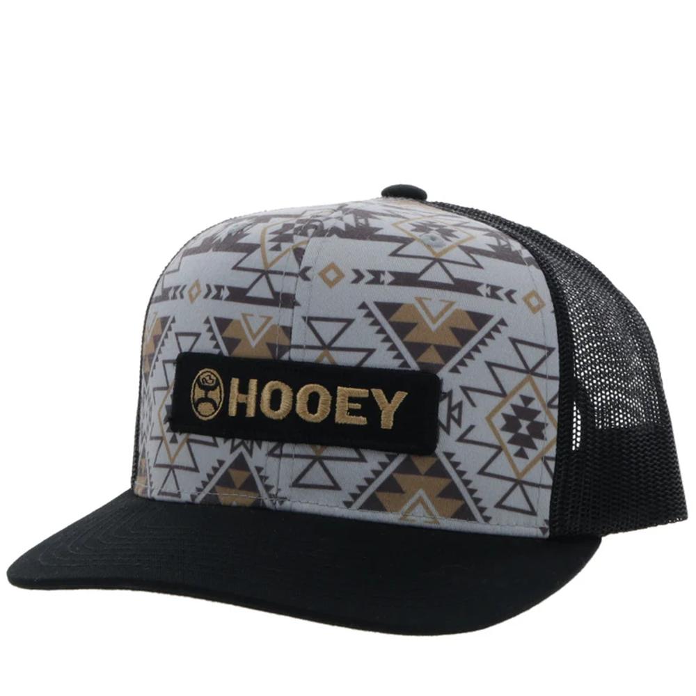 Hooey Lock-Up Hooey Grey / Black 6-Panel Trucker With Black / Tan Rectangle Patch - Y-2313TGYBK-Y