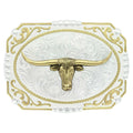 Montana Silversmiths Two-Tone Cowboy Cameo Buckle With Longhorn-25815-767