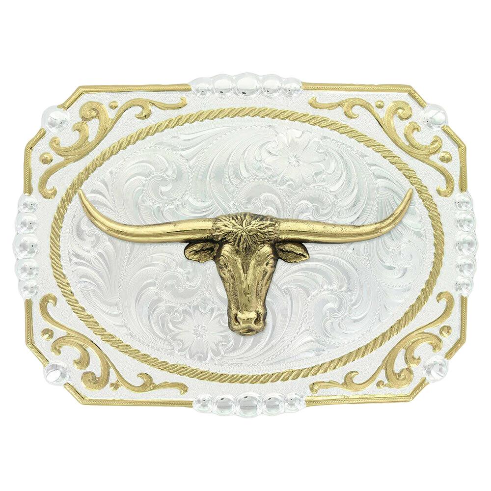 Montana Silversmiths Two-Tone Cowboy Cameo Buckle With Longhorn-25815-767