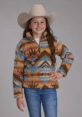 Roper Kids 1/4 Zippolar Fuzzy Fleece Azt - Brown-298-250-6200BR