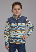 Roper Kids 1/4 Zip Polar Fleece Navy Aztec - White-397-692-6101WH