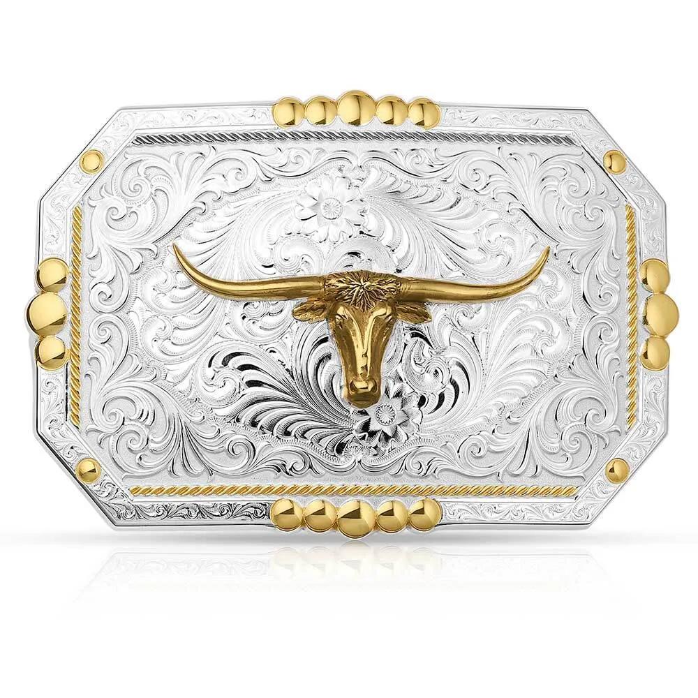 Montana Silversmiths Principle Longhorn Showpiece Belt Buckle-45410-767M