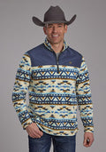 Roper Mens Mirco Fleece 1/4 Zip Wht Aztec 6101WH - White-97-692-6101WH