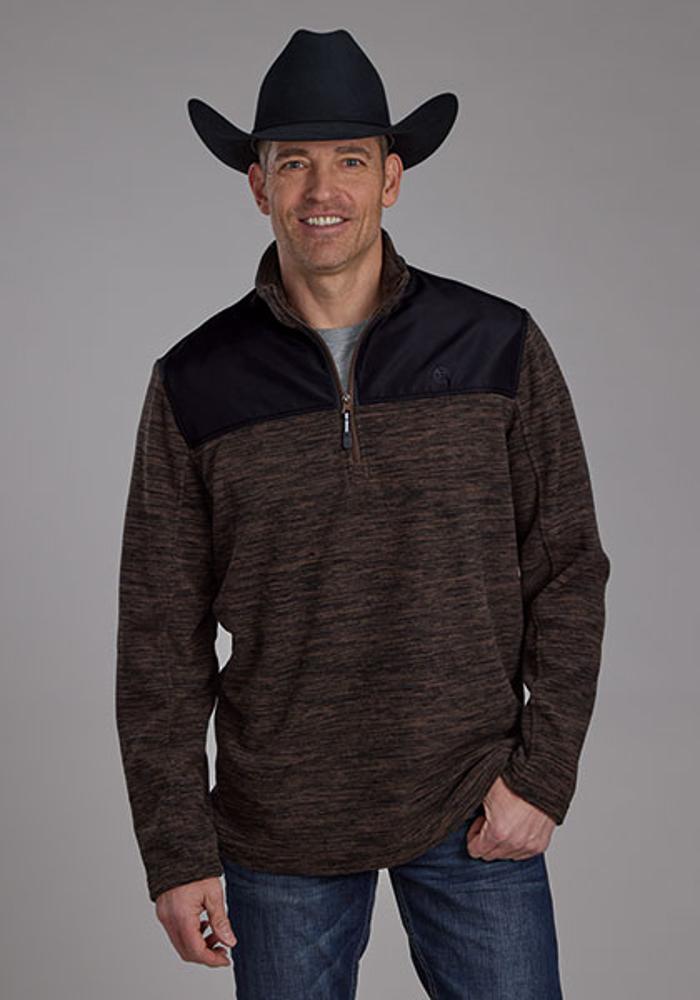 Roper Mens Mirco Fleece 1/4 Zip - Brown-97-692-6171BR