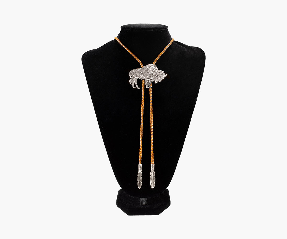 Engraved Buffalo Adult Bolo Tie - 22425