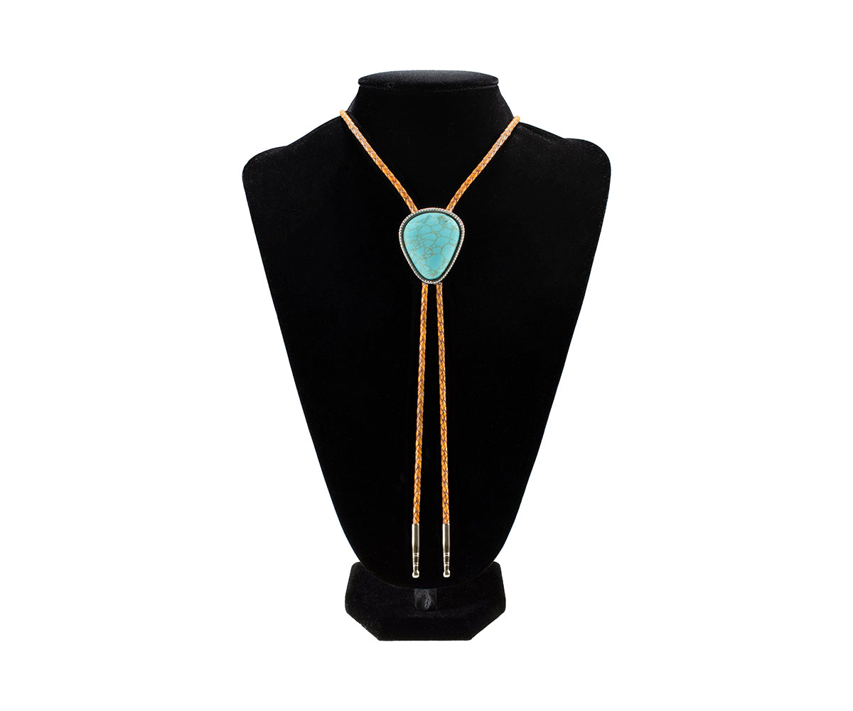 Large Turquoise Stone Adult Bolo Tie - 22434