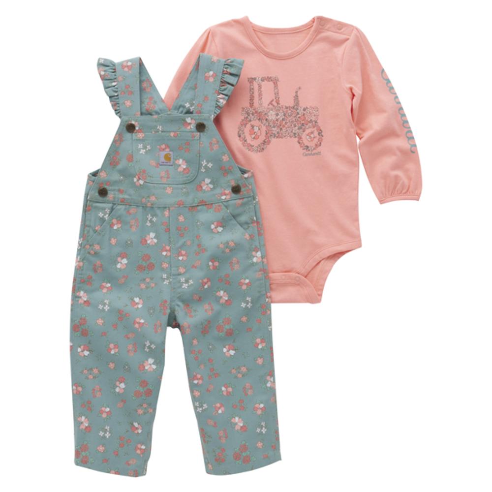 Carhartt Kids Ls Bodysuit And Ruffle Trim Canvas Overall Set-CG9904-GH5-I