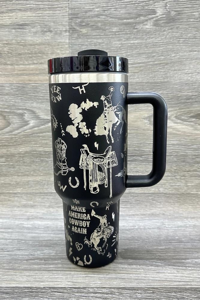 Deshend Enterprise Western Cowboy Stainless Steel Tumblers Cup 40Oz | Black-COWBOYT-BLACK