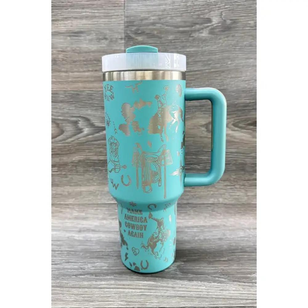 Deshend Enterprise Western Cowboy Stainless Steel Tumblers Cup 40Oz | Turquoise-COWBOYT-TURQ