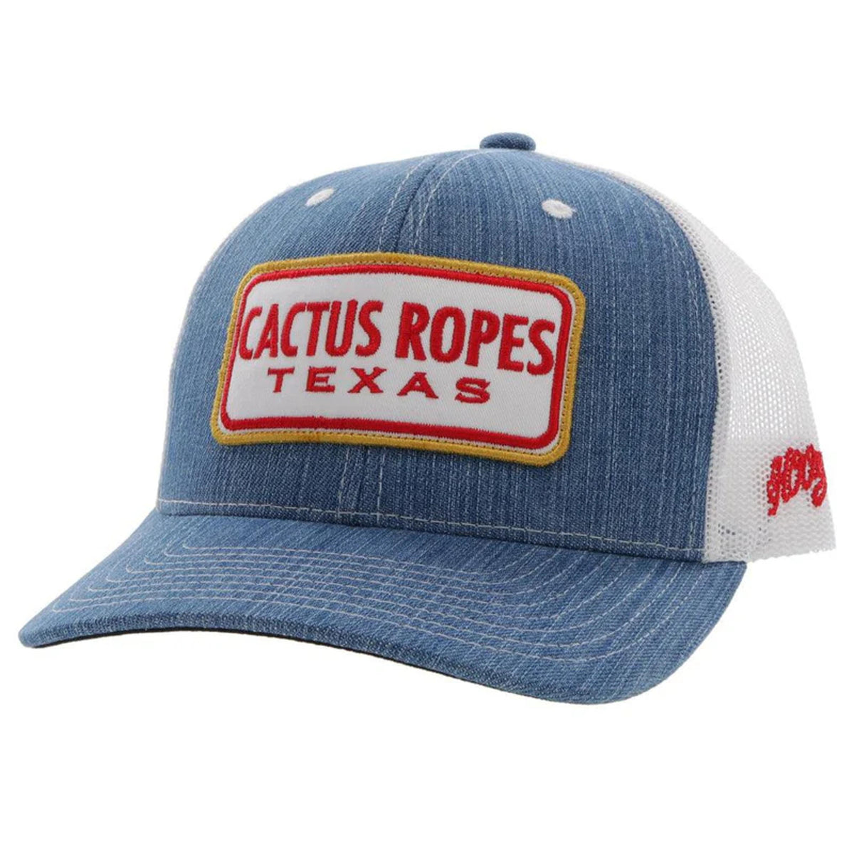 Hooey Cr80 Cactus Ropes Denim / White 6-Panel Trucker with Red / White-CR080