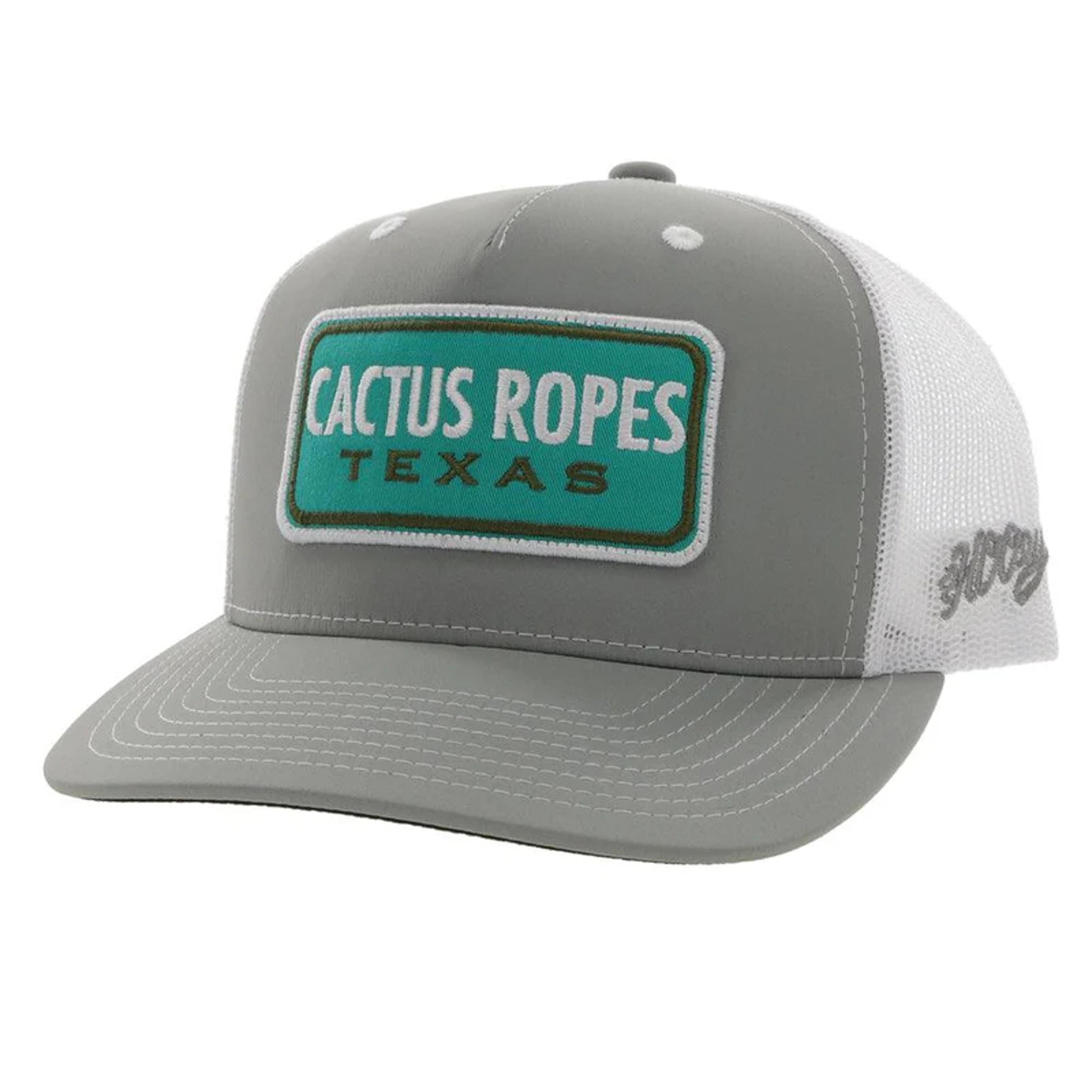Hooey Cr83 Cactus Ropes Grey / White 5-Panel Trucker with Turquoise /-CR083-Y