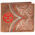 Hooey Ranger Hooey Logo Boot Stitch Filigree Embroidered Black Bifold Wallet With I-HBF016-BR