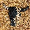 The Wild One Black Cheetah Print Bull Skull Car Freshie-F04