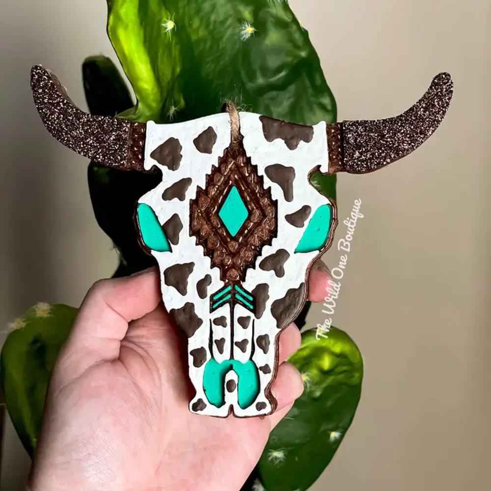 The Wild One Chocolate Bull Skull Car Freshie-F06