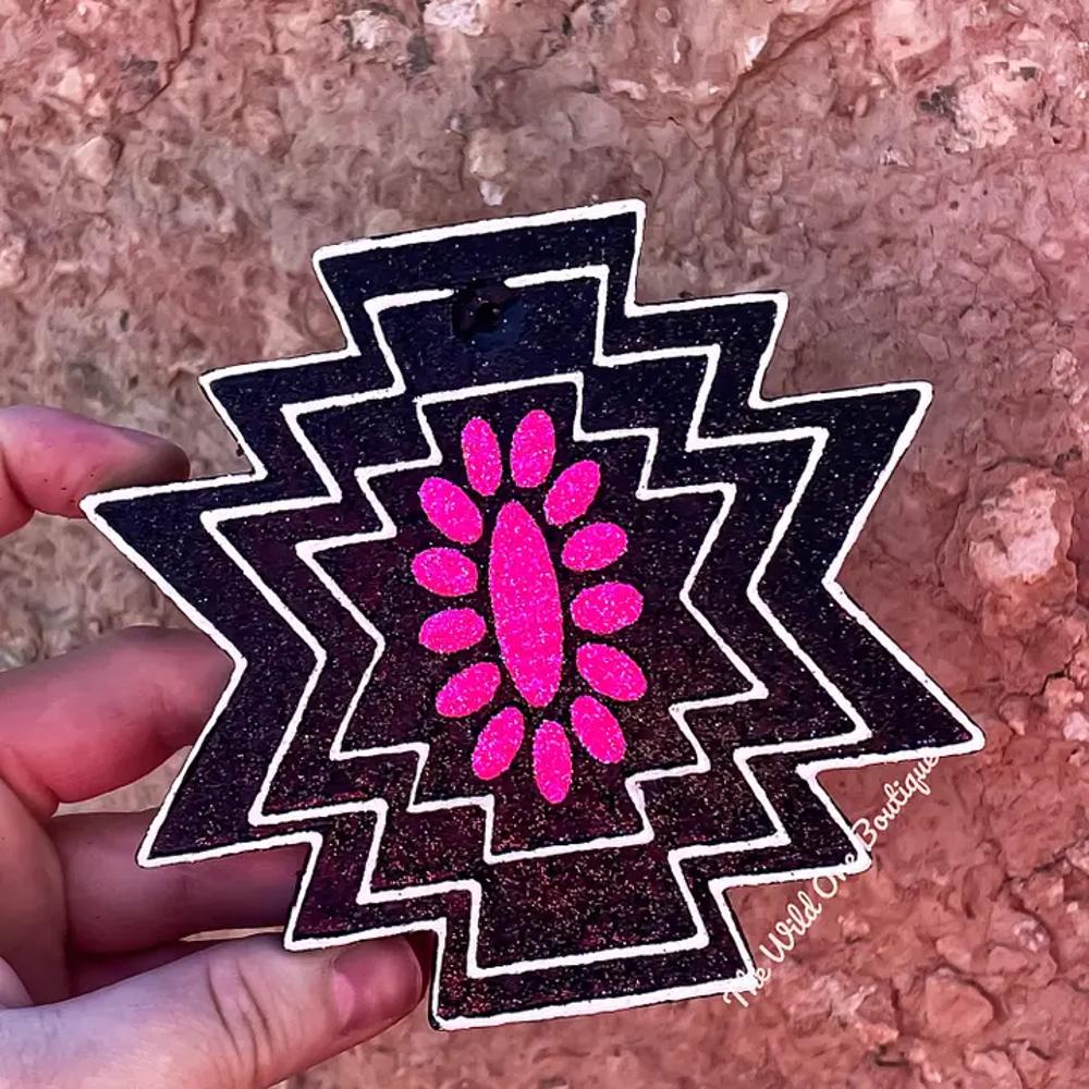 The Wild One Pink Aztec Squash Car Freshie-F09