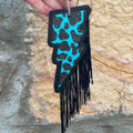 The Wild One Blue Cow Print Bolt Freshie With Fringe-F11