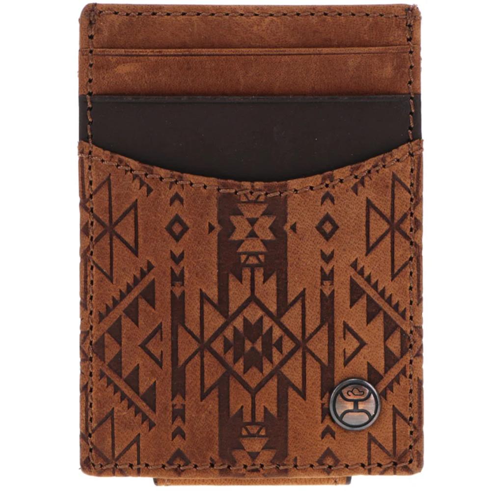 Hooey Monterrey Brown Monterey Embossed Money Clip Wallet With Hooey Logo Rivet-HMC021-TNBR