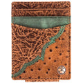 Hooey Sawyer Hooey Ostrich Print Leather Money Clip With Brown Overlay And Turquoise-HMC032-TNBR