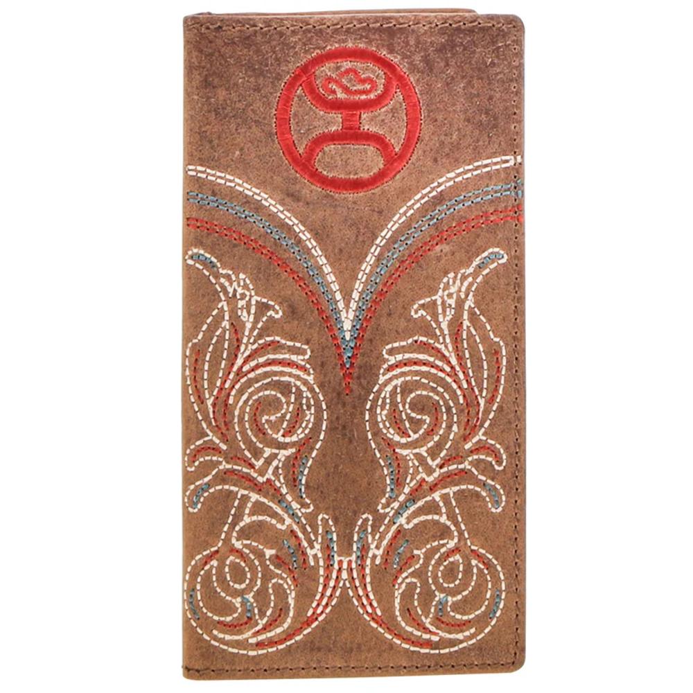 Hooey Ranger Hooey Logo Boot Stitch Filigree Embroidered Tan Rodeo Wallet With Ivor-HW016-BR