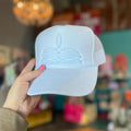The Lattimore Claim Lattimore Western Boot Stitch Hat- White | Baby Blue-BOOTS-WHBBL