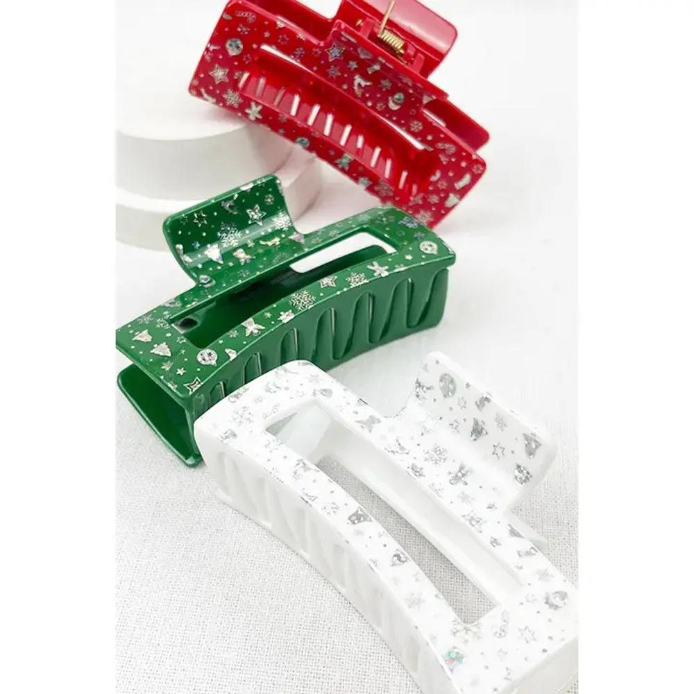 Love And Repeat Christmas Mini Foil Patterns Jaw Hair Clip-LRSSXHR2387