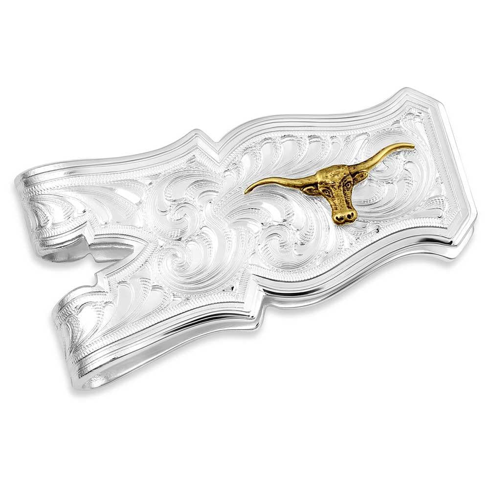 Montana Silversmiths Open Range Money Clip With Longhorn-MCL5985-384S