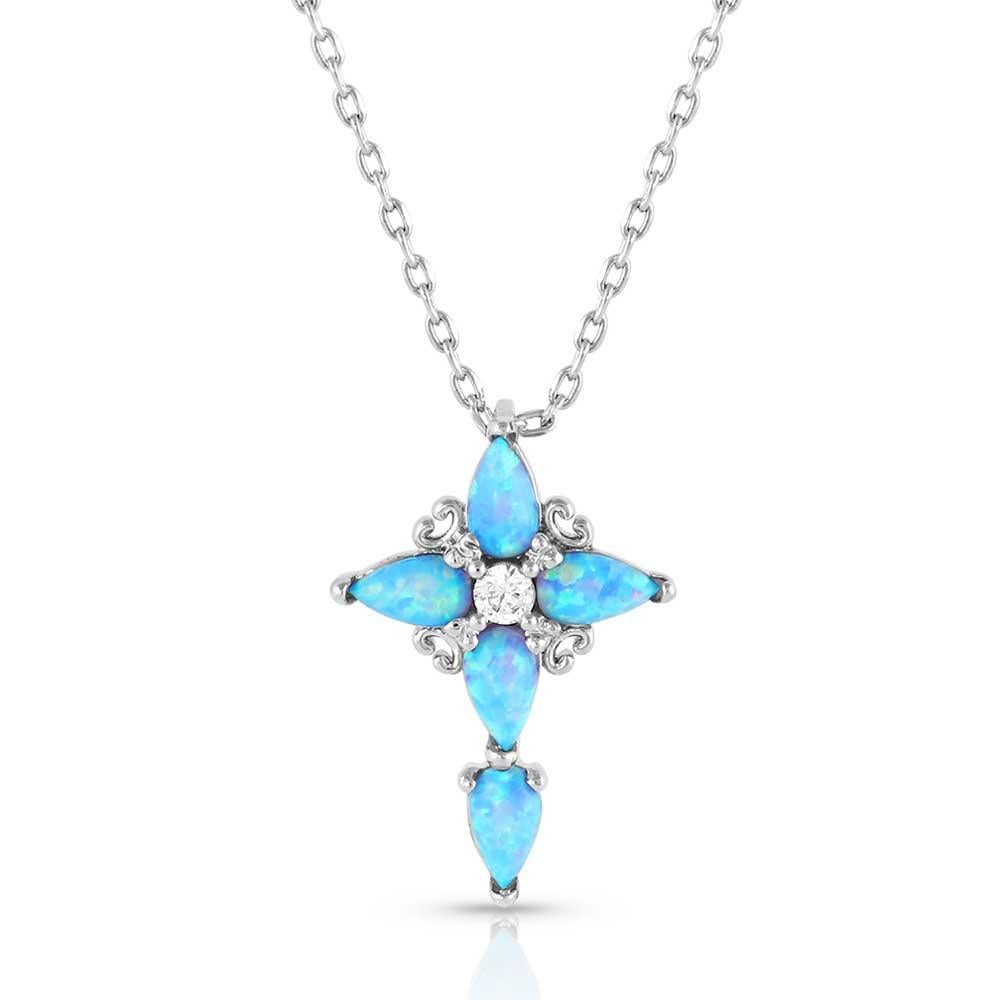 Montana Silversmiths Inspirational Faith Opal Cross Necklace-NC5521