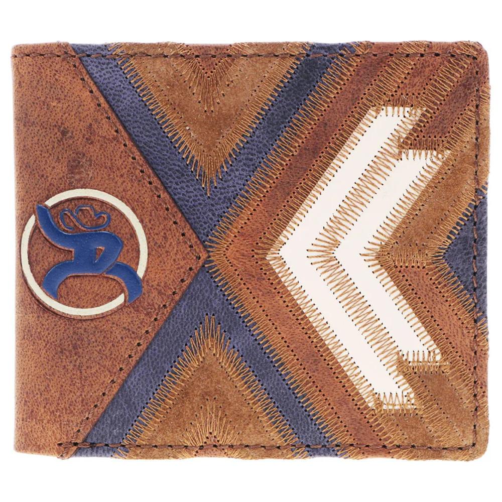 Hooey Kamali Roughy Roughout Brown Blue Ivory Patchwork Wallet W/ Debossed Roughy 2-RBF015-BRTN