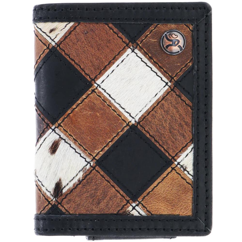 Hooey Smackdown Patchwork Leather Bifold Money Clip Front Wallet With Roughy Logo Riv-RFW009-BRBK