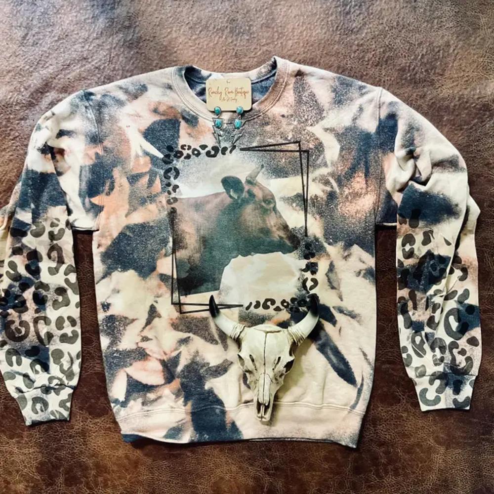 Ranchy Roan Leopard Steer Exclusive Sweatshirt?-RRS6