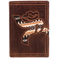 Hooey Strap Roughy Laser Cut Hands Up Leather Trifold Wallet With Aztec Inlay-RTF011-BRAZ