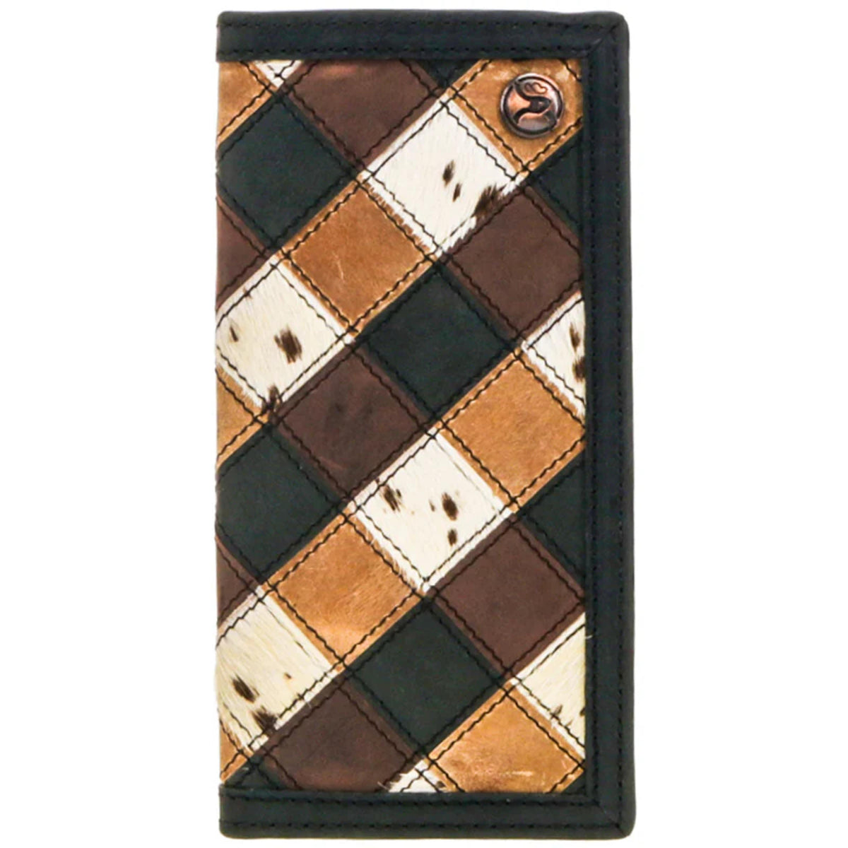 Hooey Smackdown Patchwork Leather Rodeo Wallet with Roughy Logo Rivet-RW009-BRBK