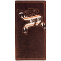 Hooey Strap Roughy Laser Cut Hands Up Leather Rodeo Wallet With Aztec Inlay-RW011-BRAZ