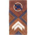 Hooey Kamali Roughy Roughout Brown Blue Ivory Patchwork Wallet w/ Debossed Roughy 2-RW015-BRTN