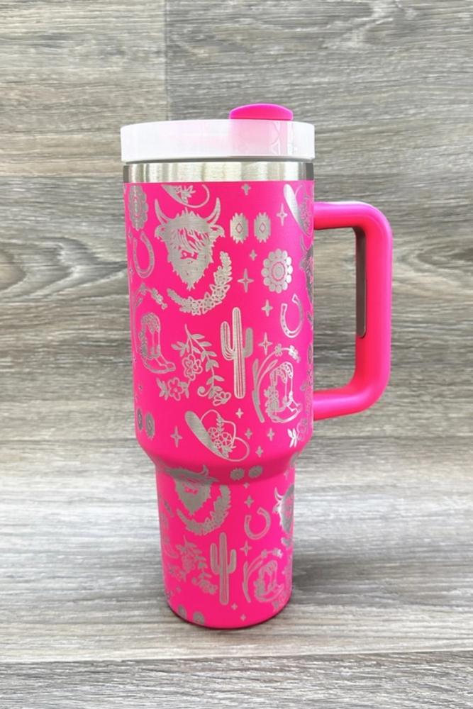Deshend Enterprise Western Stainless Steel Tumblers Cup 40Oz | Hot Pink-WESTT-HPINK