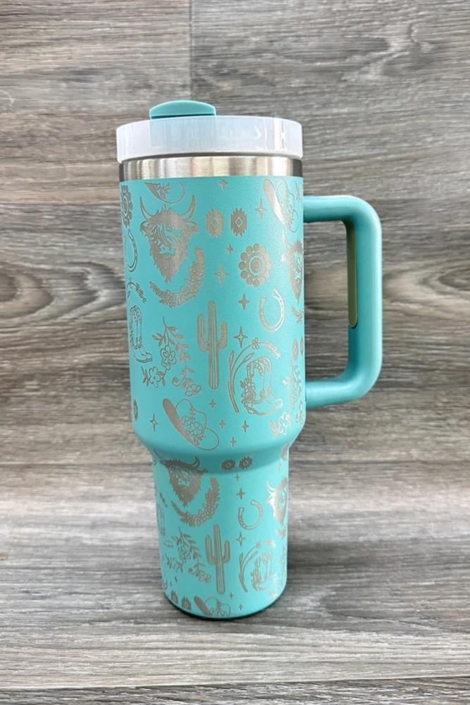 Deshend Enterprise Western Stainless Steel Tumblers Cup 40Oz | Turquoise-WESTT-TURQ