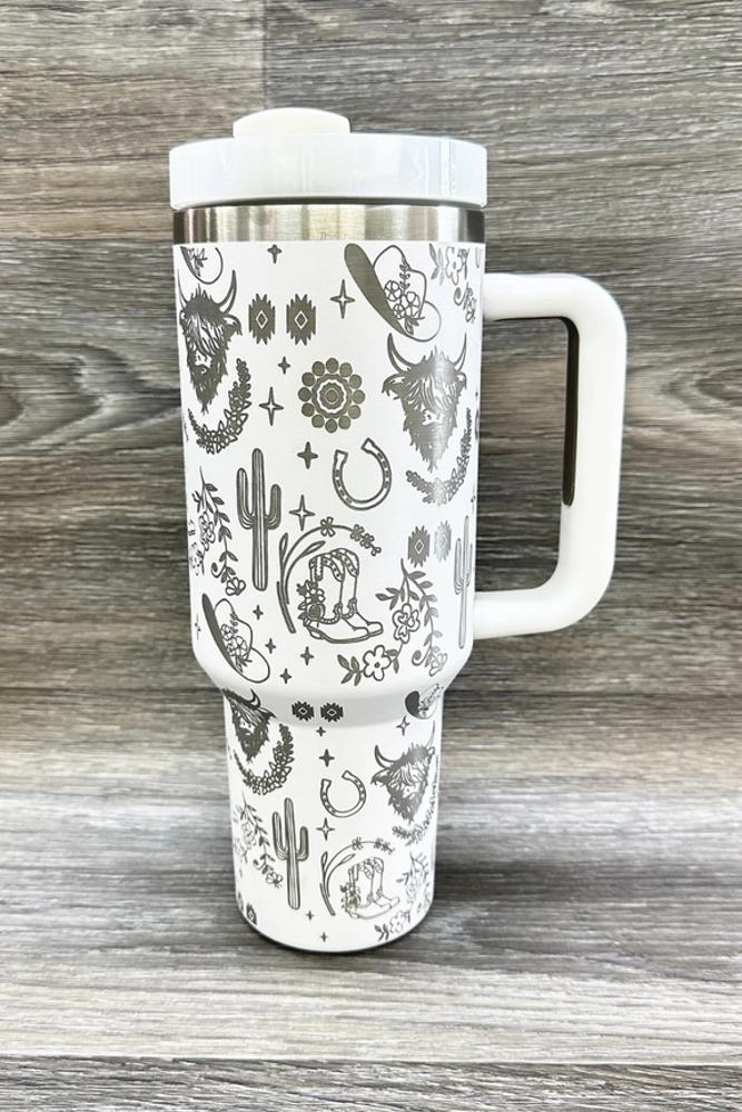 Deshend Enterprise Western Stainless Steel Tumblers Cup 40Oz | White-WESTT-WHITE