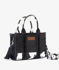 Montana West Wrangler Cow Print Concealed Carry Tote/Crossbody - Black - Black-WG102-8120SBK