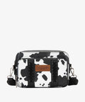 Montana West Wrangler Cow Print Crossbody Purse With Wallet Compartment - Black - Black-WG133-3003BK