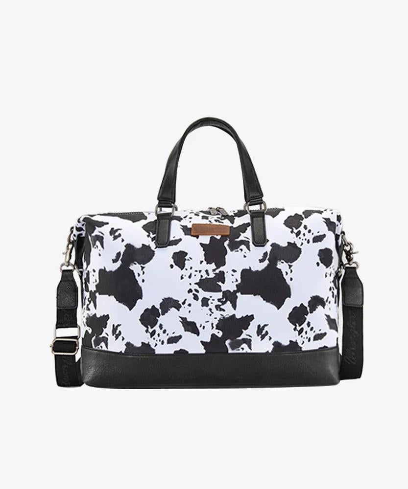 Montana West Wrangler Cow Print Collection Weekender Bag - Black - Black-WG133-5110BK