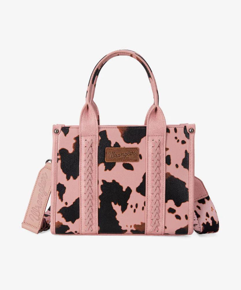 Montana West Wrangler Cow Print Concealed Carry Tote/Crossbody - Pink - Pink-WG133-8120SPK