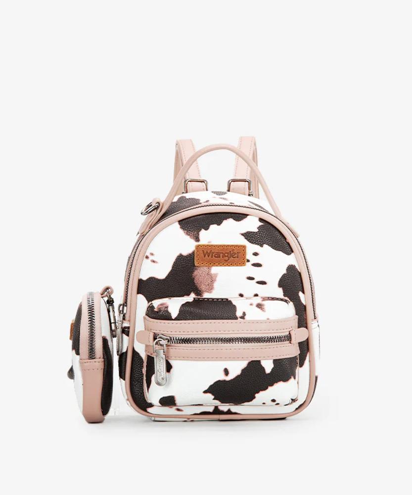 Montana West Wrangler Cow Print Mini Backpack With Coin Pouch - Pink - Pink-WG133-8600PK