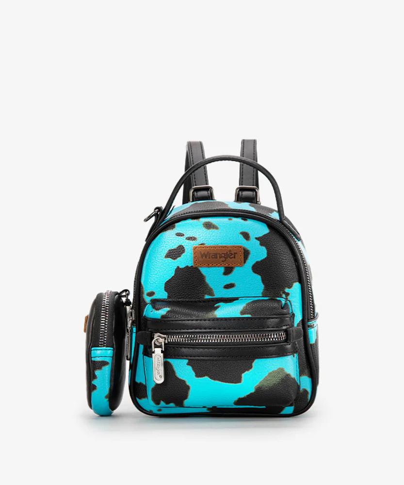 Montana West Wrangler Cow Print Mini Backpack With Coin Pouch - Turquoise - Turquoise-WG133-8600TQ
