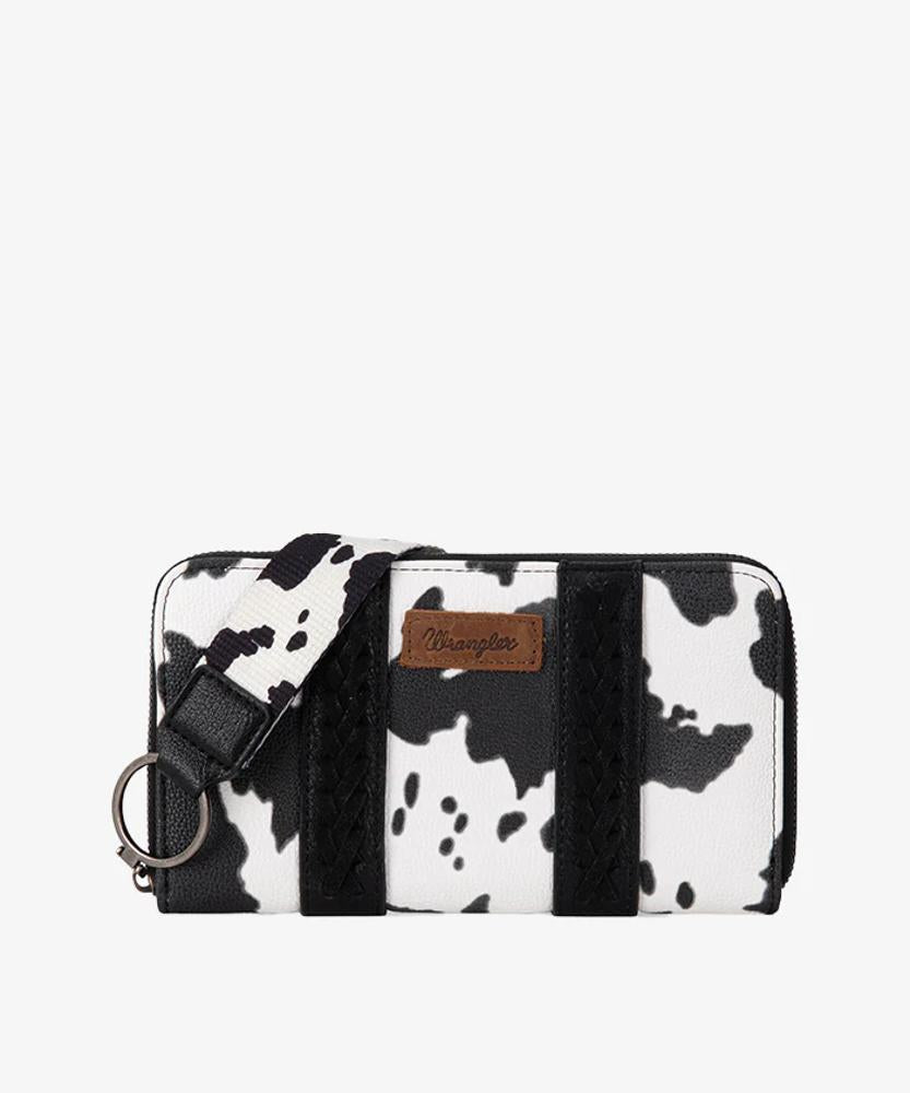 Montana West Wrangler Cow Print Wallet -Black - Black-WG133-W006BK
