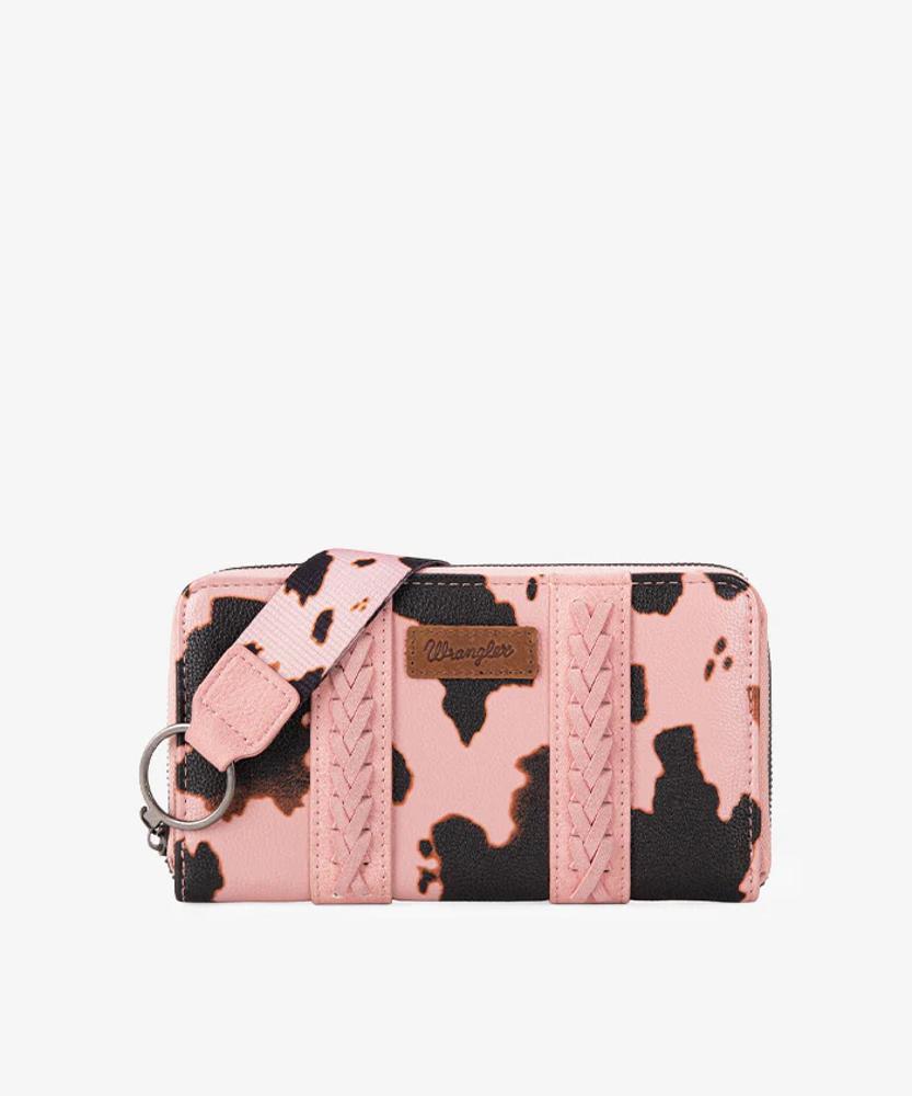 Montana West Wrangler Cow Print Wallet -Pink - Pink-WG133-W006PK